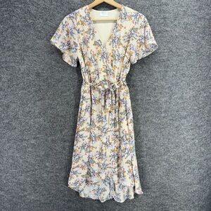 Sienna Sky Floral Midi Dress in Cream and Yellow